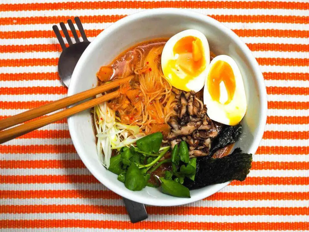 Spicy Kimchi Ramen with Soft Boiled Egg
