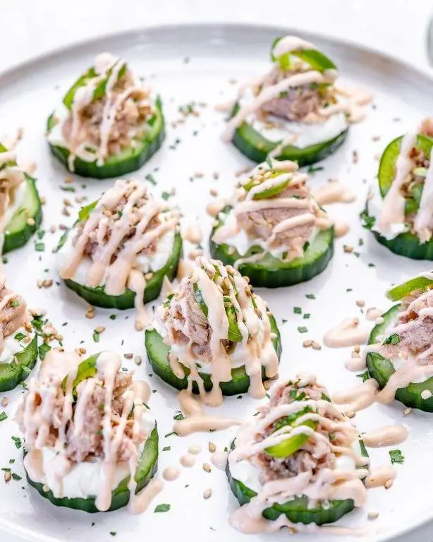 Spicy Tuna Cucumber Bites