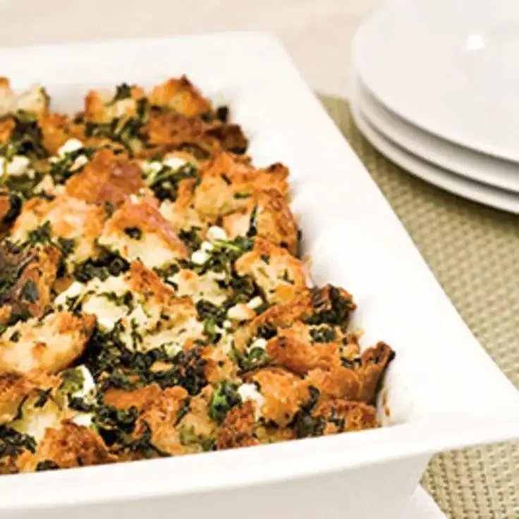 Spinach and Feta Savory Bread Pudding