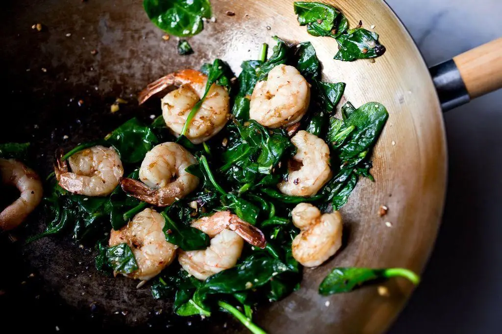 Spinach and Shrimp Stir Fry