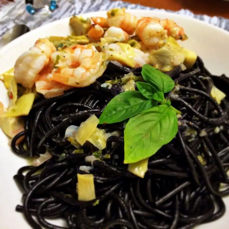 Squid Ink Pasta with Artichokes and Lemon Zest