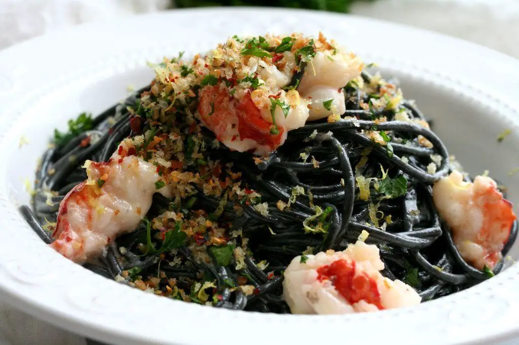 Squid Ink Pasta with Lobster and Cream Sauce