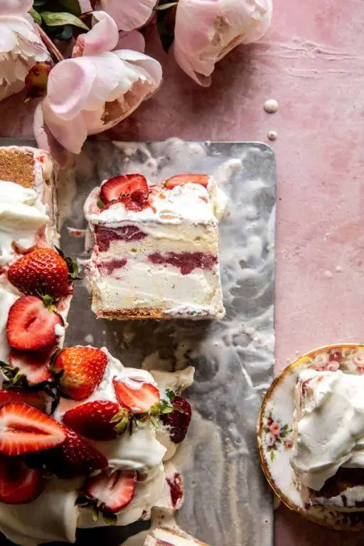 Strawberry Swirl Ice Cream Cake