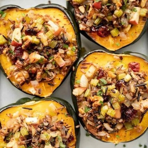 Stuffed Acorn Squash with Wild Rice