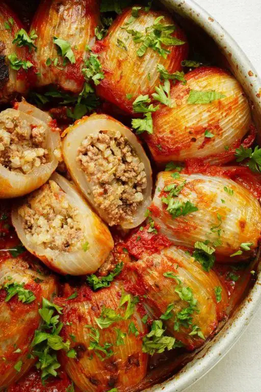 Stuffed Vidalia Onions with Ground Beef and Rice
