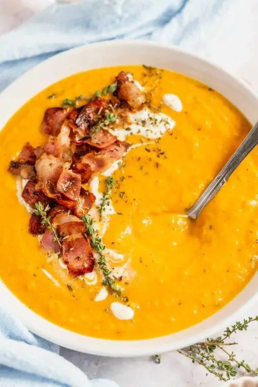 Sweet Potato and Butternut Squash Soup with Coconut Milk