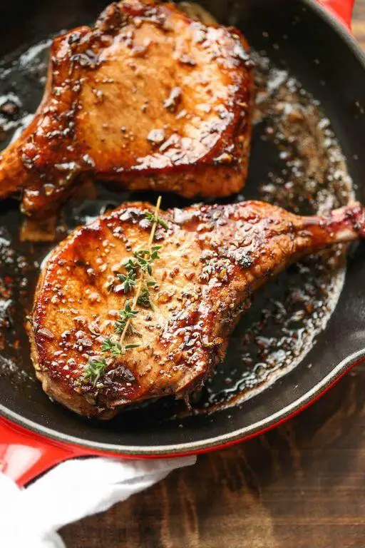 Thin Pork Chops with Sweet and Sour Glaze