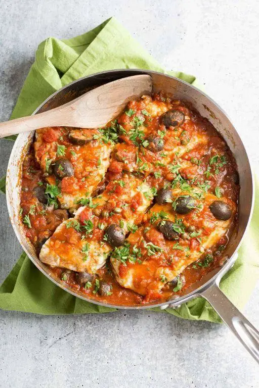 Tilapia Puttanesca with Olive Rice