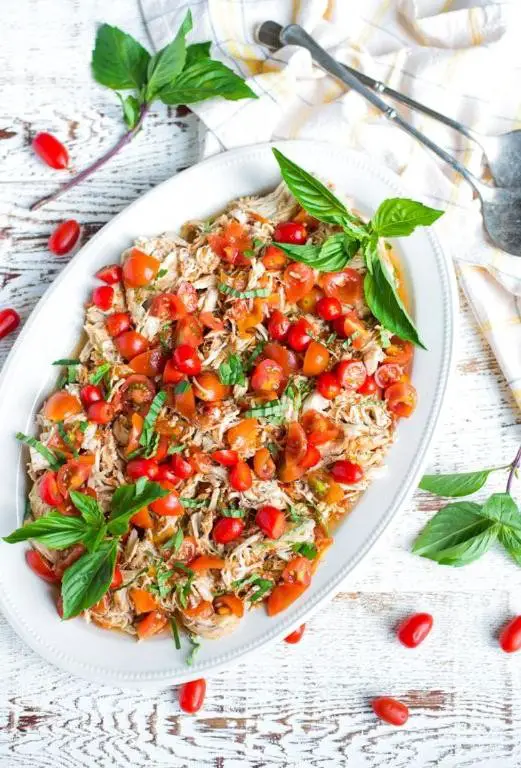 Tomato Basil Italian Chicken Crockpot