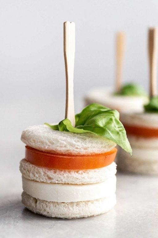 Tomato Basil and Mozzarella Tea Sandwiches