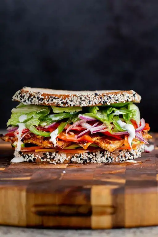 Vegan Club Sandwich with Tofu and Vegan Mayo