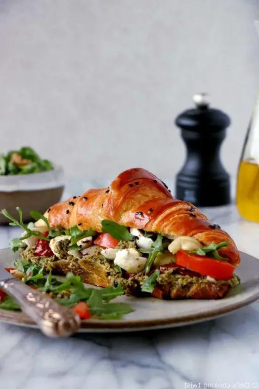 Vegetable and Hummus Croissant Sandwich