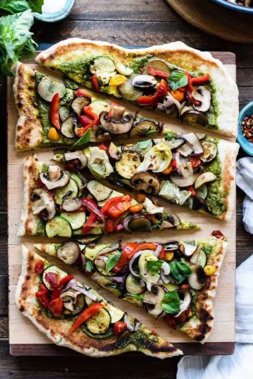 Vegetarian Neapolitan Pizza with Grilled Vegetables