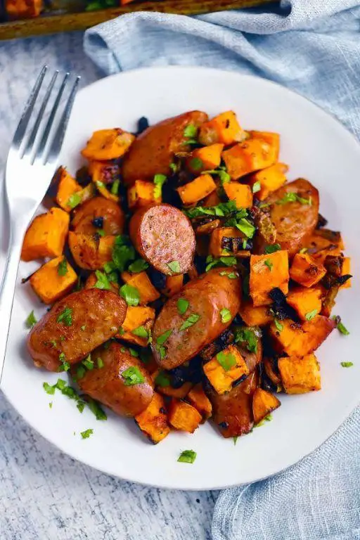 Venison Sausage with Sweet Potatoes