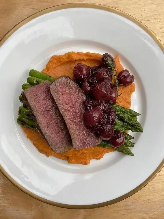 Venison Steak with Cherry Port Sauce