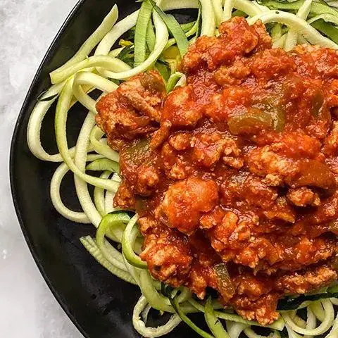 Zucchini Noodles with Ground Beef and Marinara